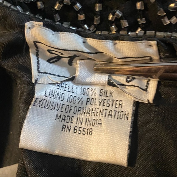 Stenay Formal Maxi Silk Gown Black Sequin Beaded Short Sleeve Sz 10 Vintage 80’s - Picture 16 of 16